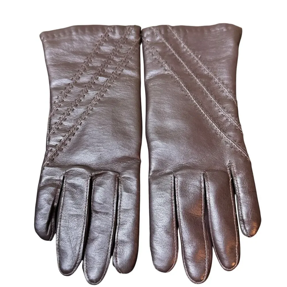 Vintage Ladies Van Realte Brown Lined Driving Gloves